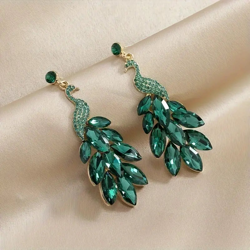 Boucles d'oreilles paon vert