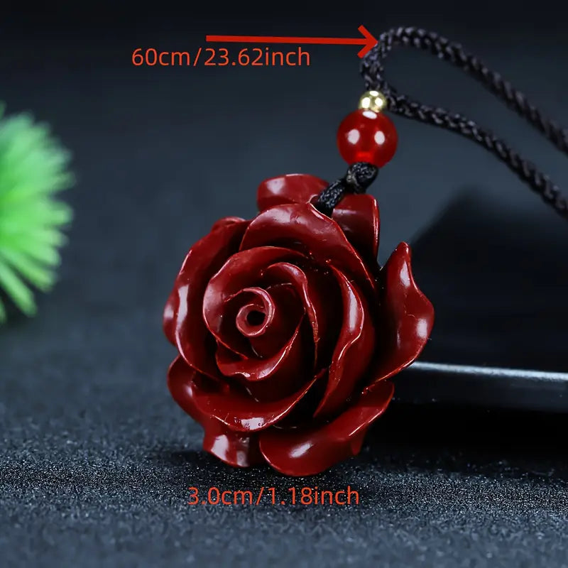 Collier rose en acrylique rouge