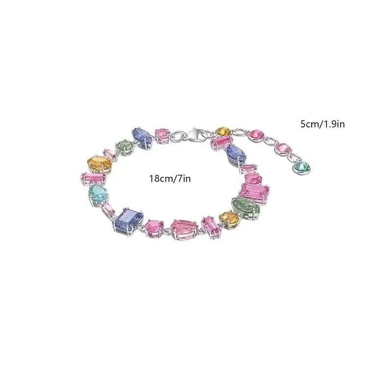 Rainbow Zirconia Necklace and Bracelet set