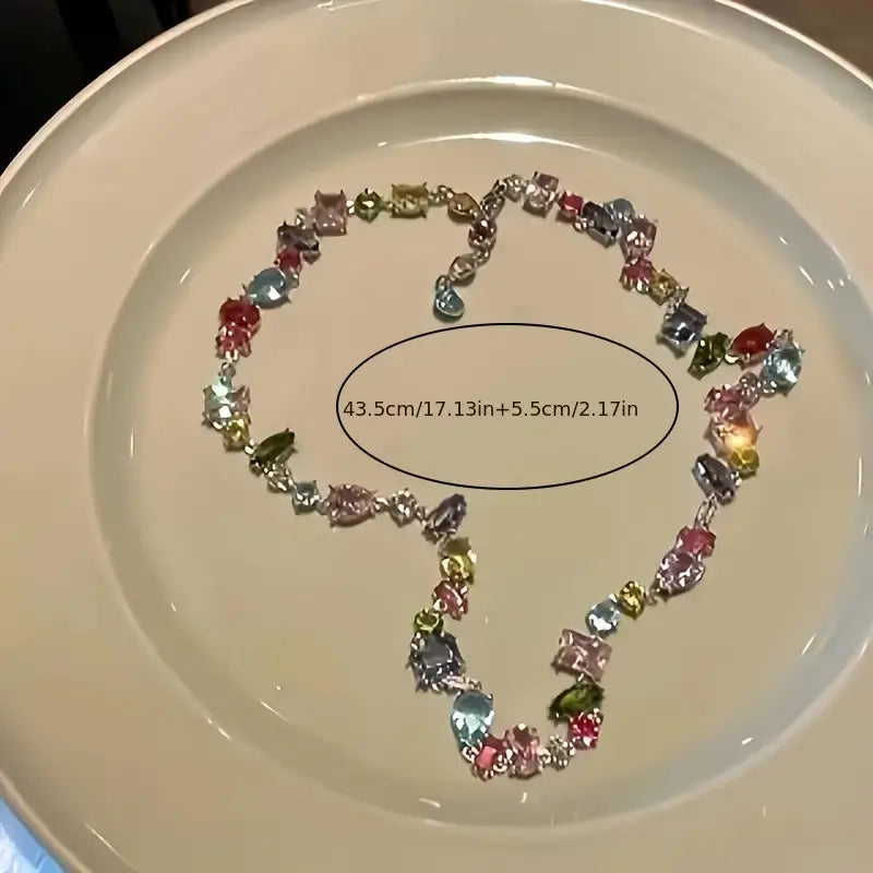 Ensemble collier et bracelet en zircone arc-en-ciel