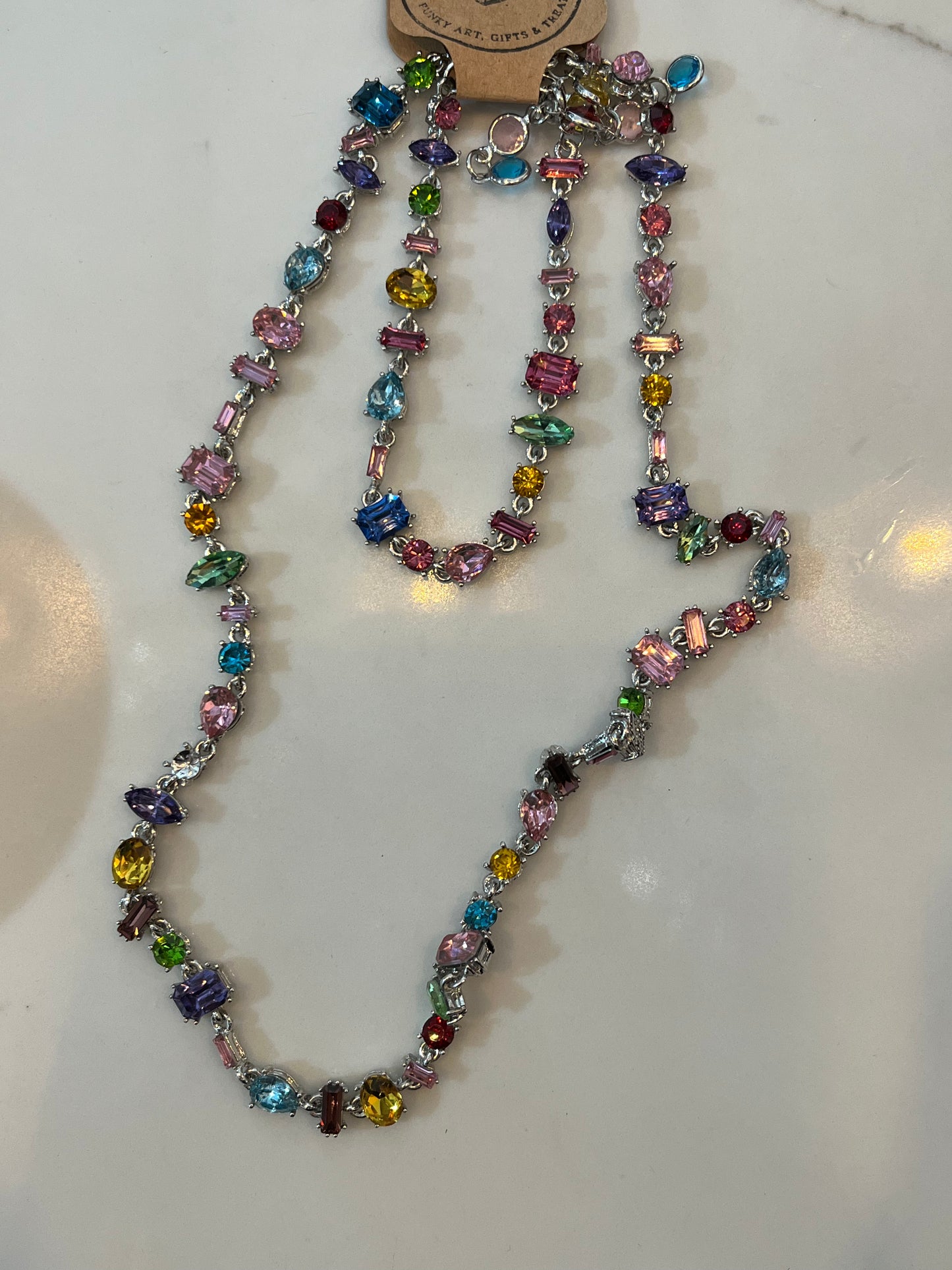 Rainbow Zirconia Necklace and Bracelet set