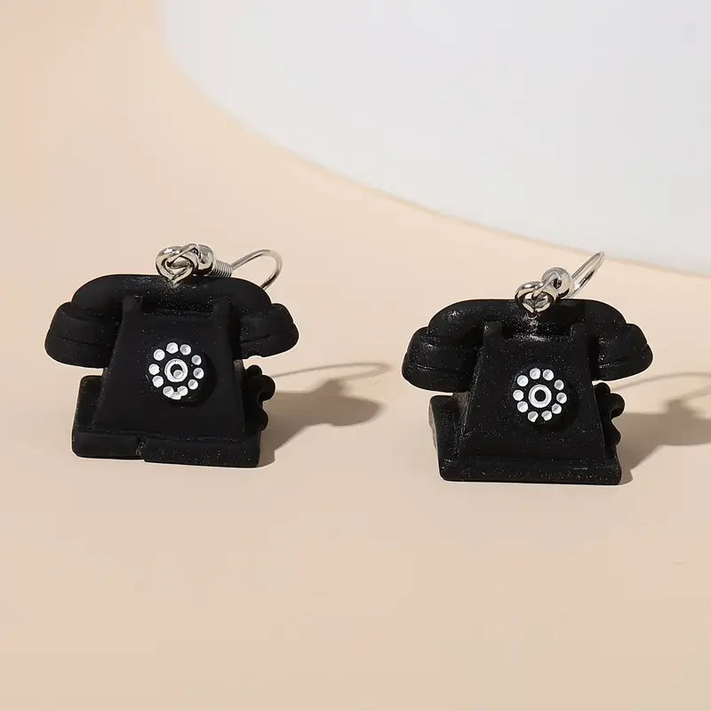 Boucles d'oreilles téléphone noires