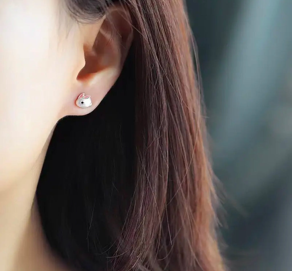 Boucles d'oreilles à tige en forme de lapin