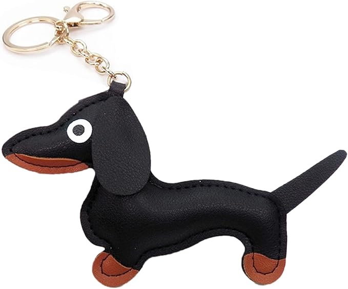 Dachshund faux leather keychain