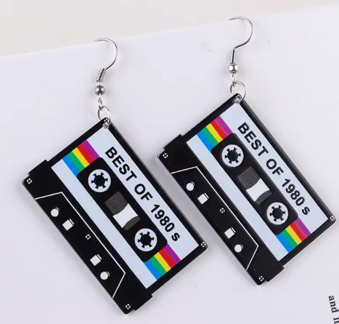 Boucles d'oreilles à cassette audio