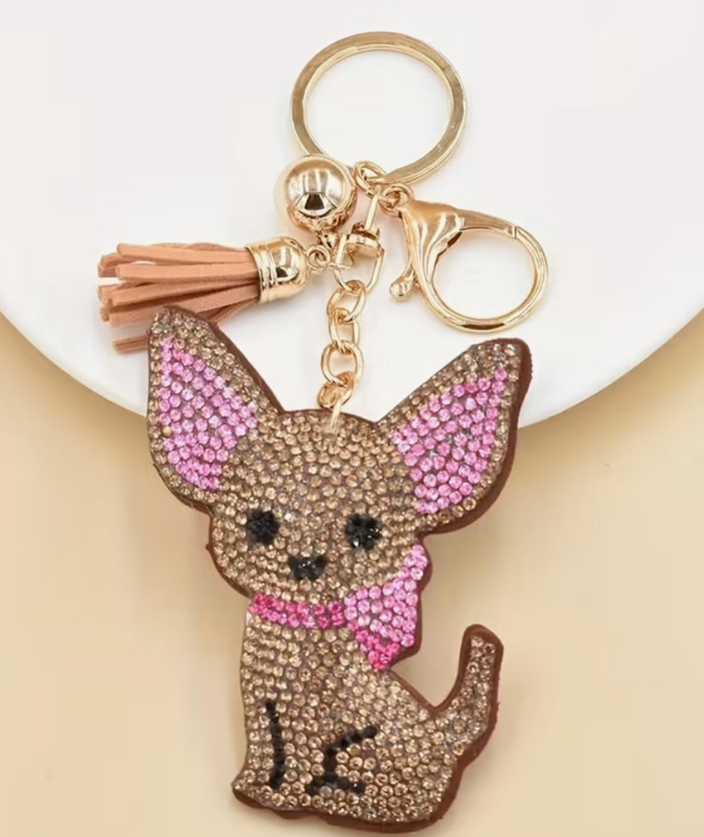 Chihuahua rhinestone keychain