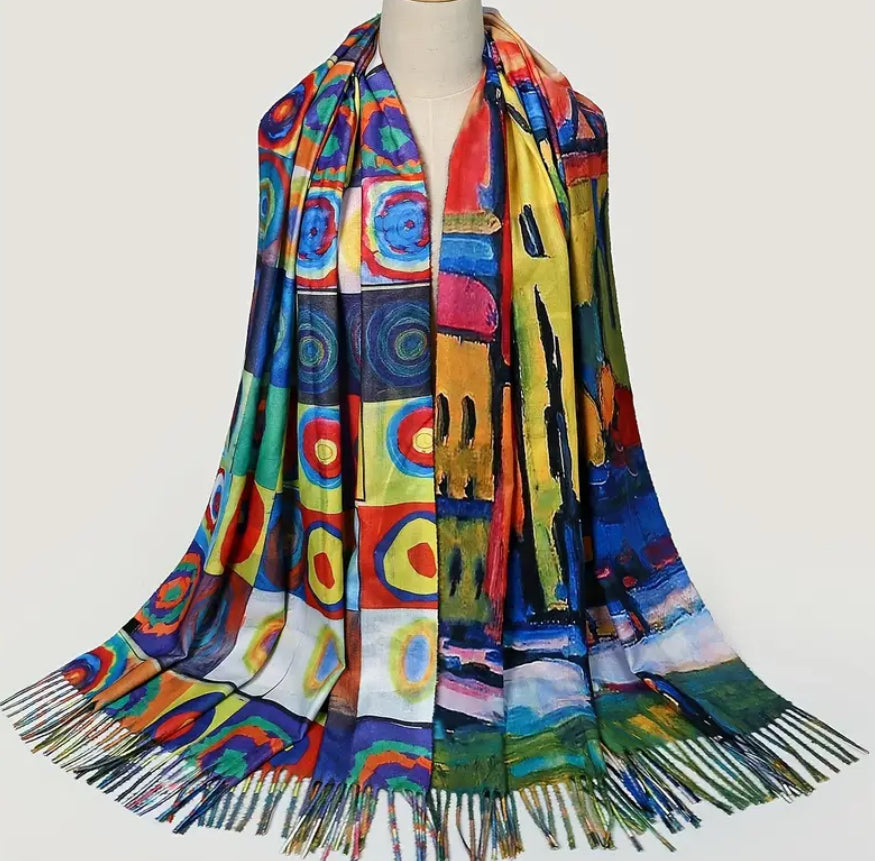Écharpe géométrique colorée 2m