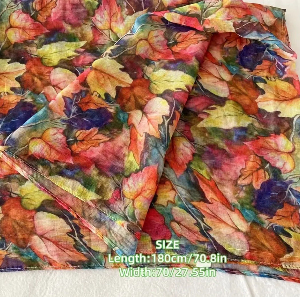 Scarf with leaves