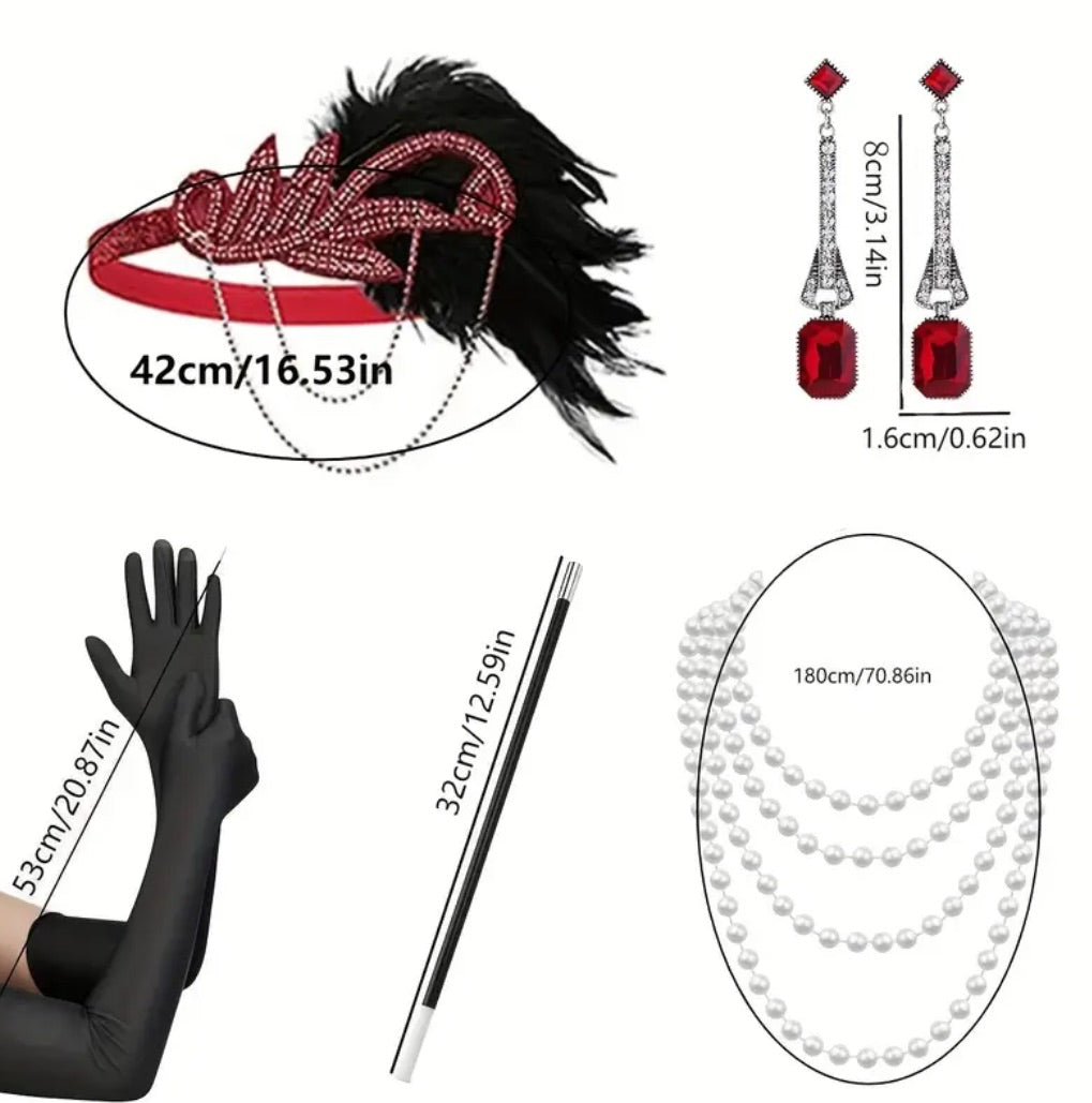 1920’s Black 7 pieces dress-up set