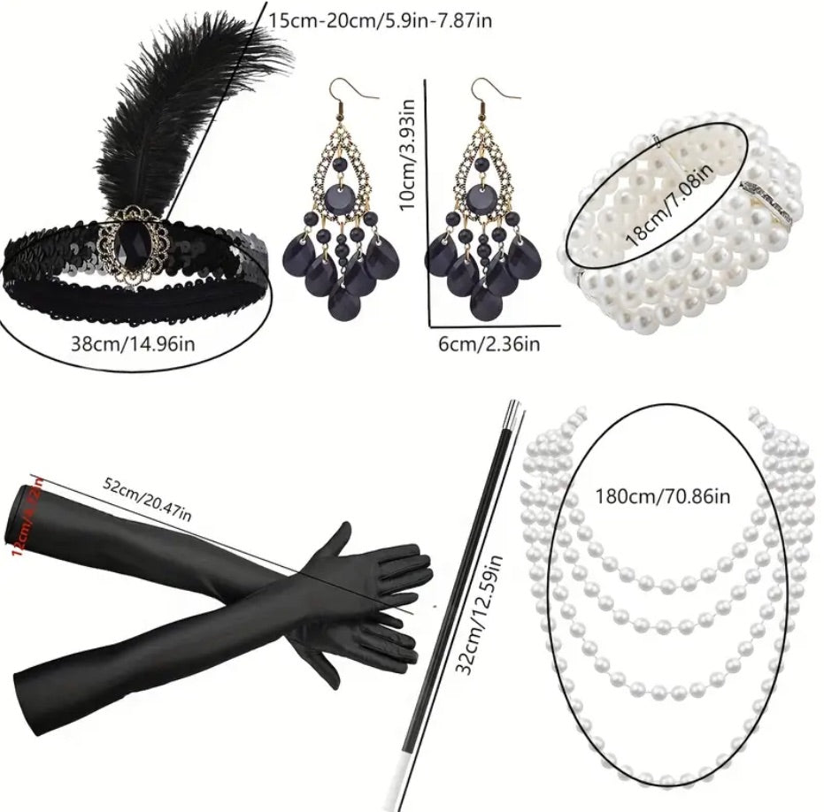 1920’s Black 8 pieces dress-up set
