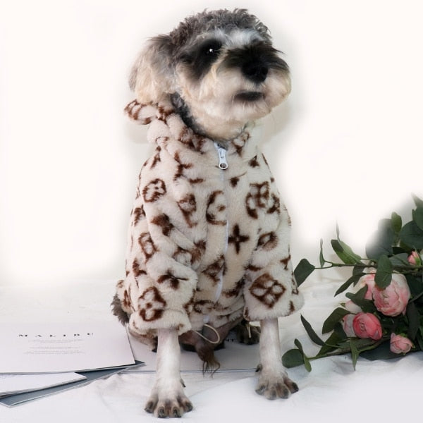 Designer inspired fluffy dog and cat coat