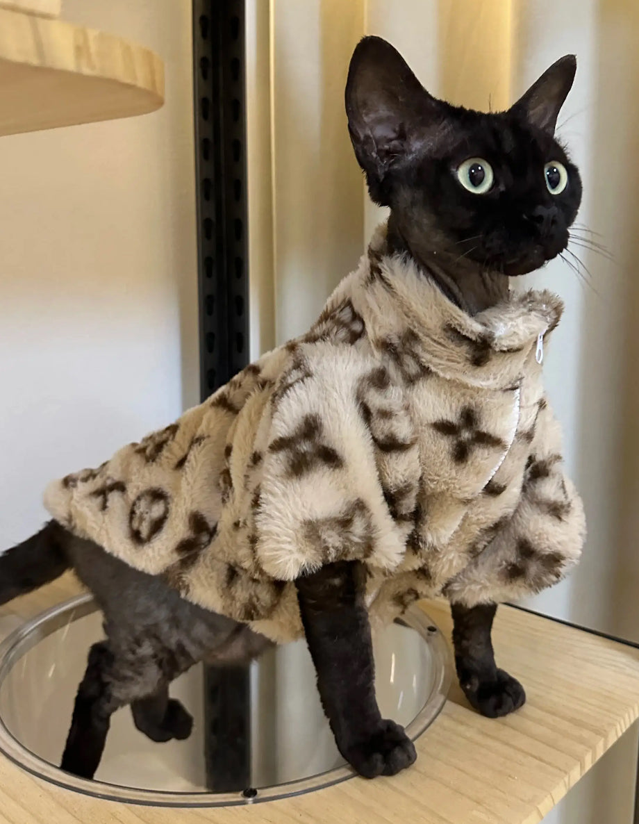 Designer inspired fluffy dog and cat coat