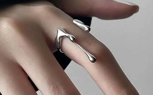 Silver plated dripping droplet ring