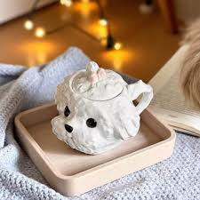 Tasse à café chien maltais blanc