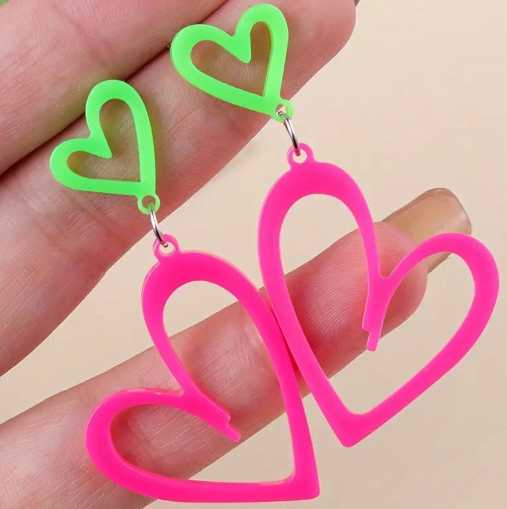 Boucles d'oreilles coeur colorées