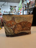 Tabby cat with 3-D silver collar pouch