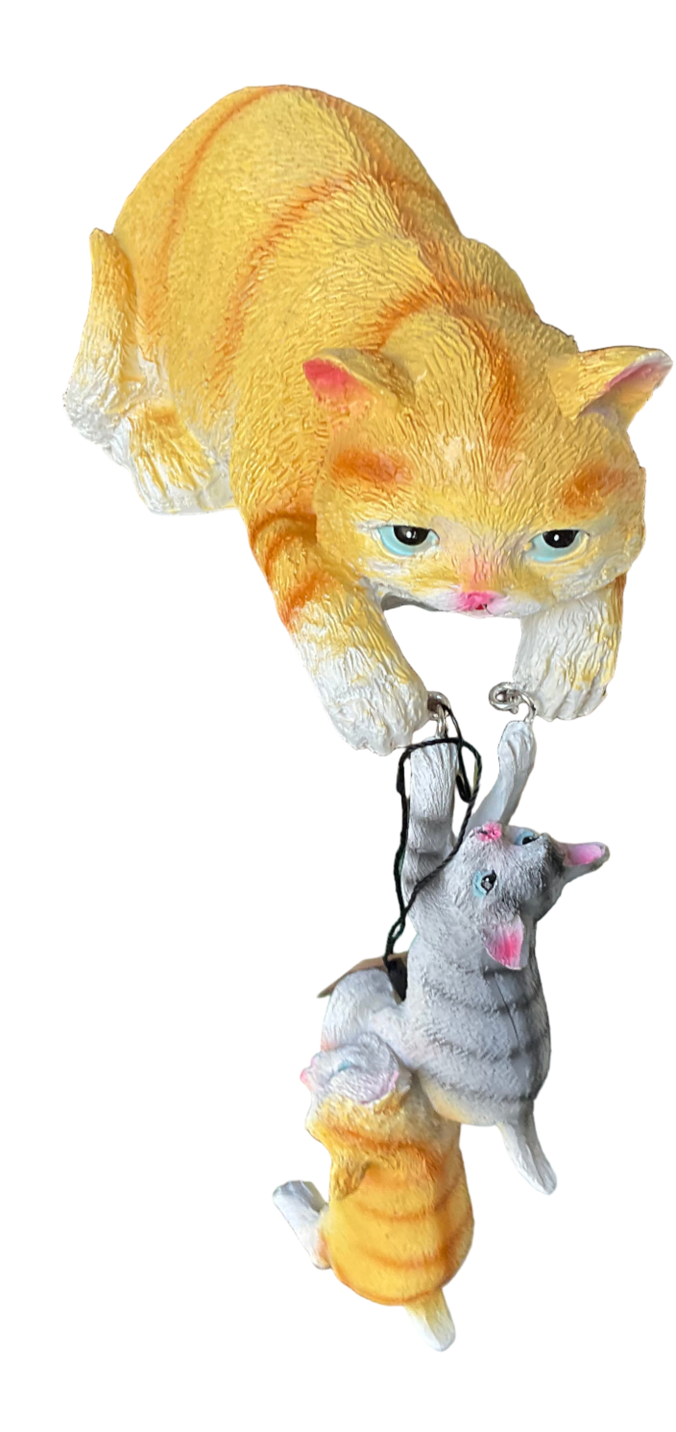 Cat figurine with hanging kittens