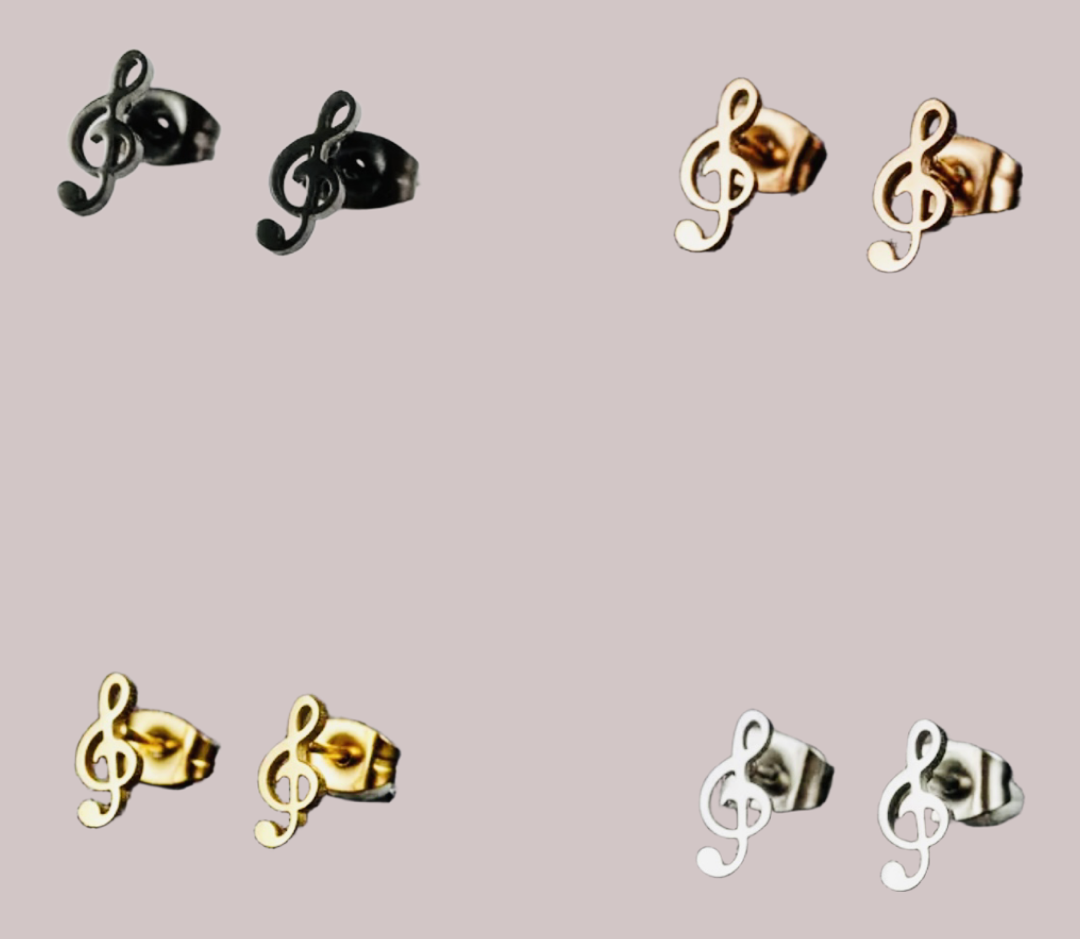 Stainless Steel Treble Cleft Earrings