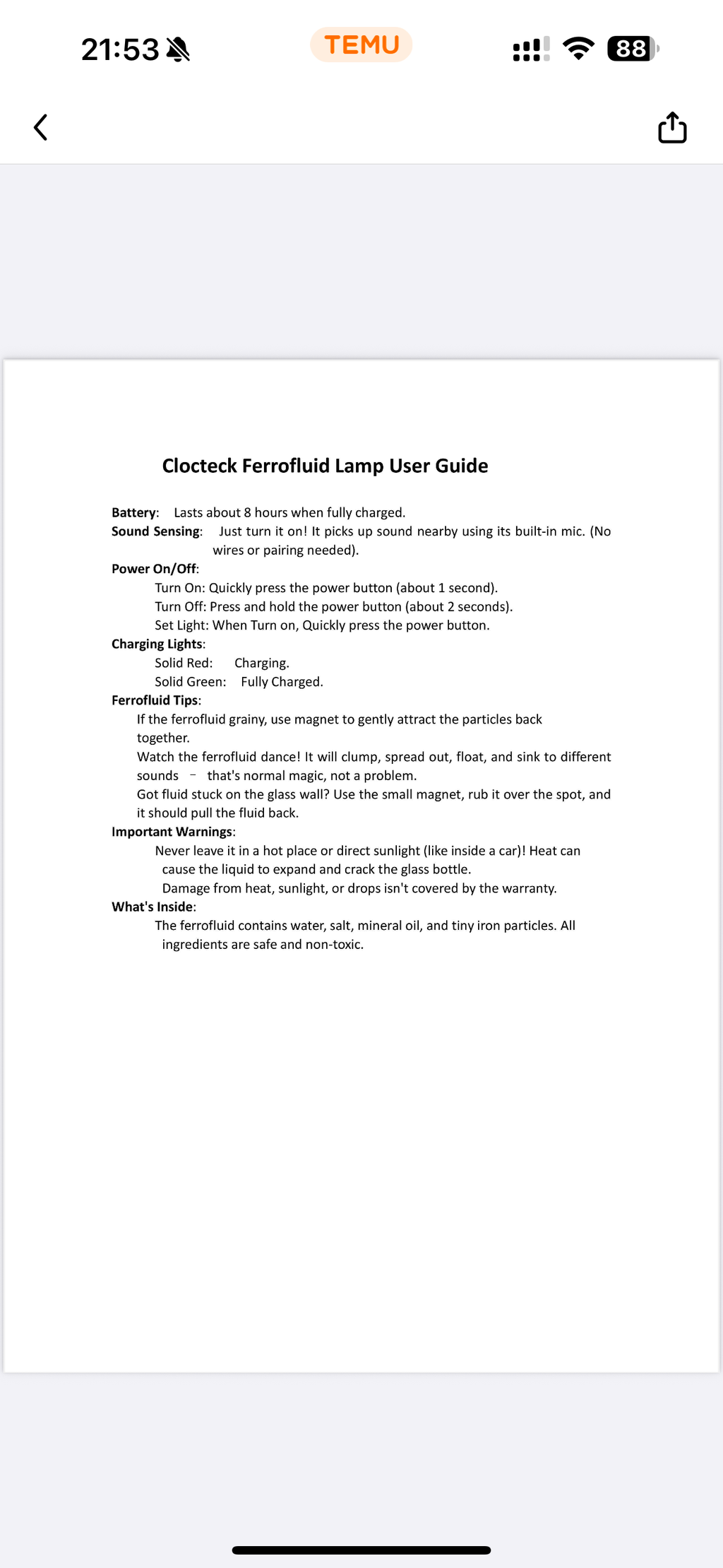 Magnetic Fluid Rhythm Lamp