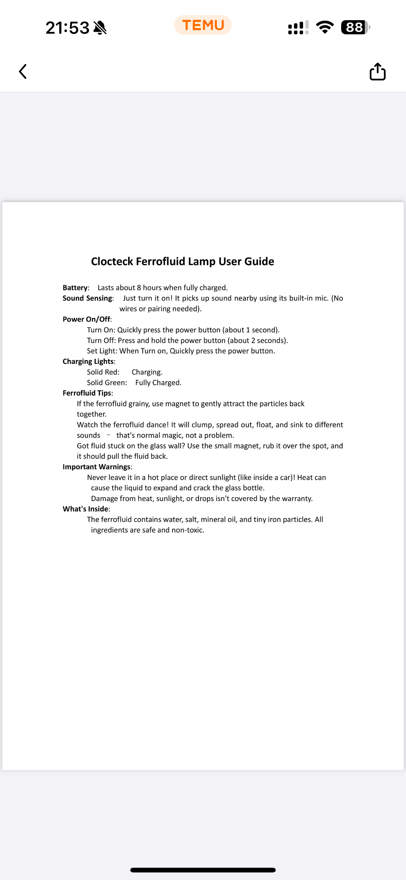 Magnetic Fluid Rhythm Lamp