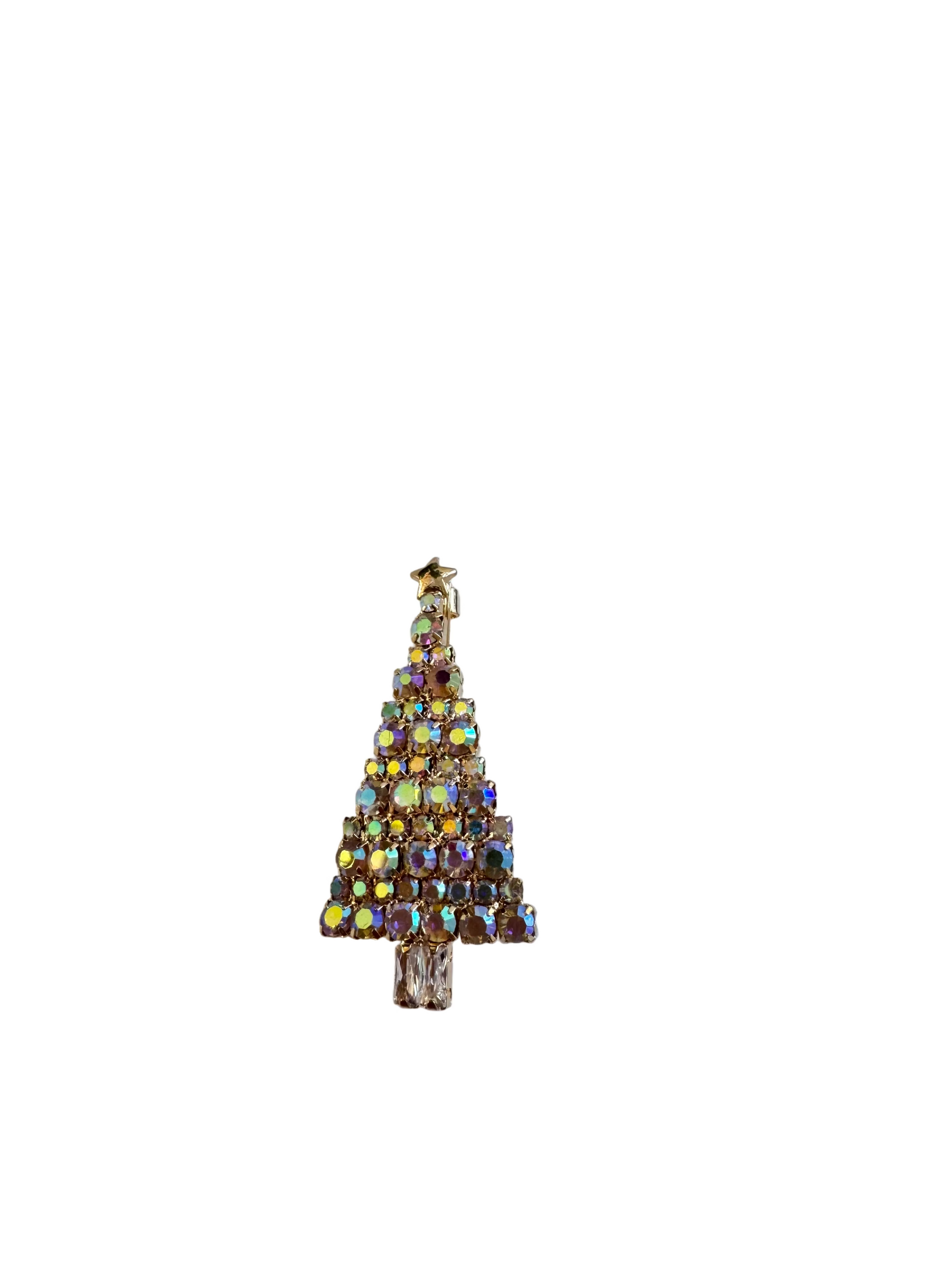 Diamante Gold Christmas Tree brooch