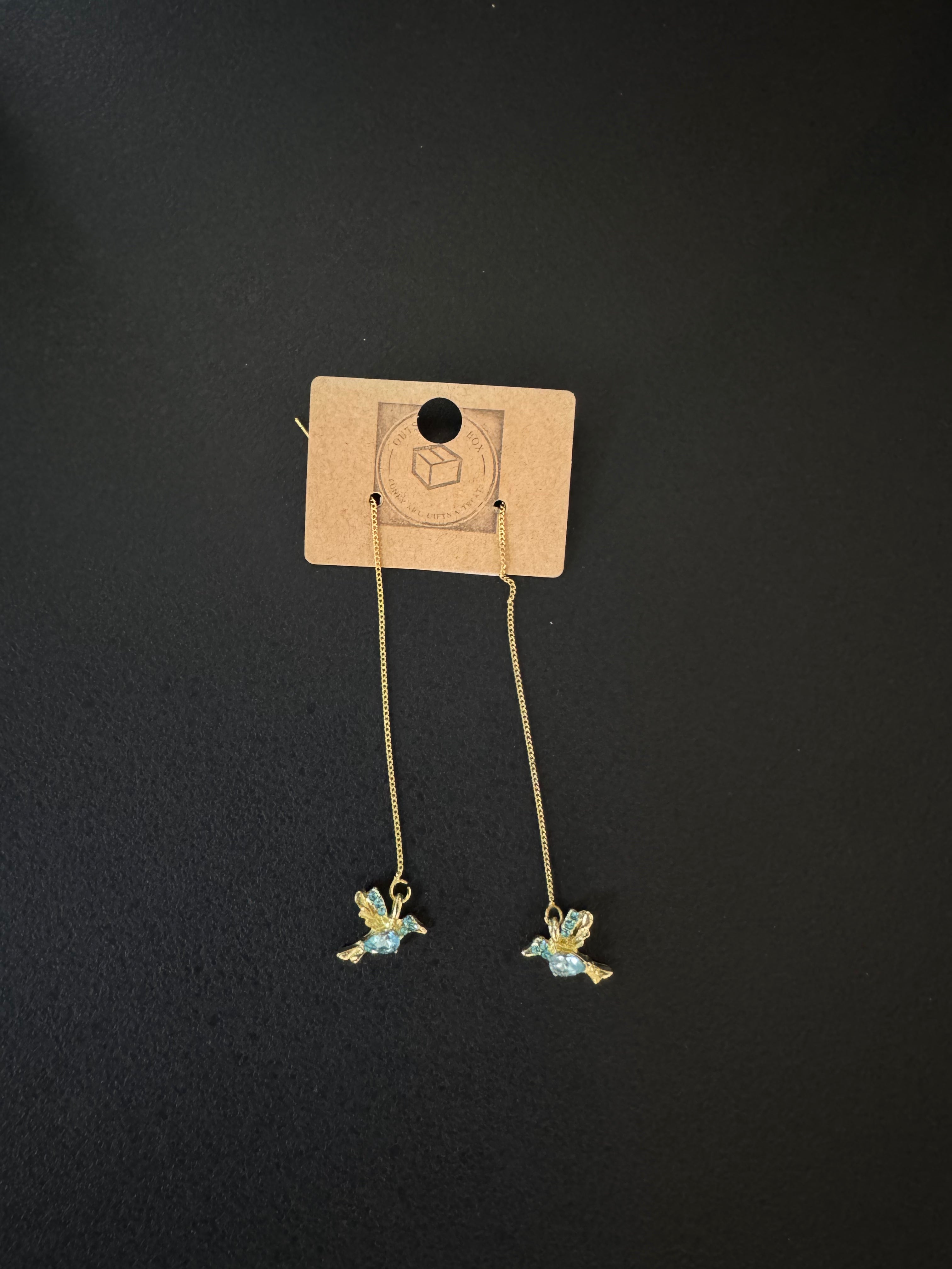 Blue Dangling hummingbird earrings
