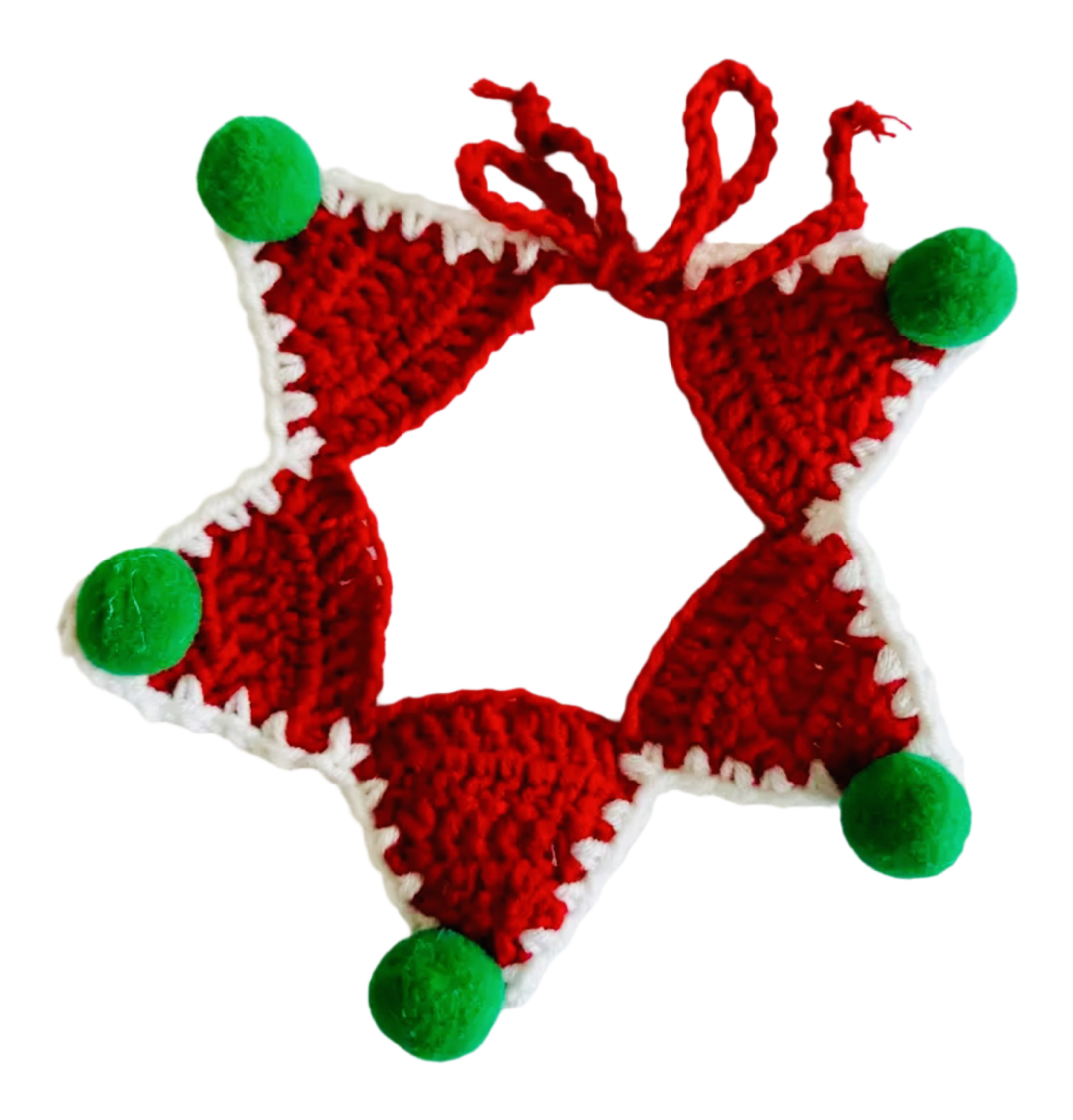 Knit Christmas collar for dog or cat