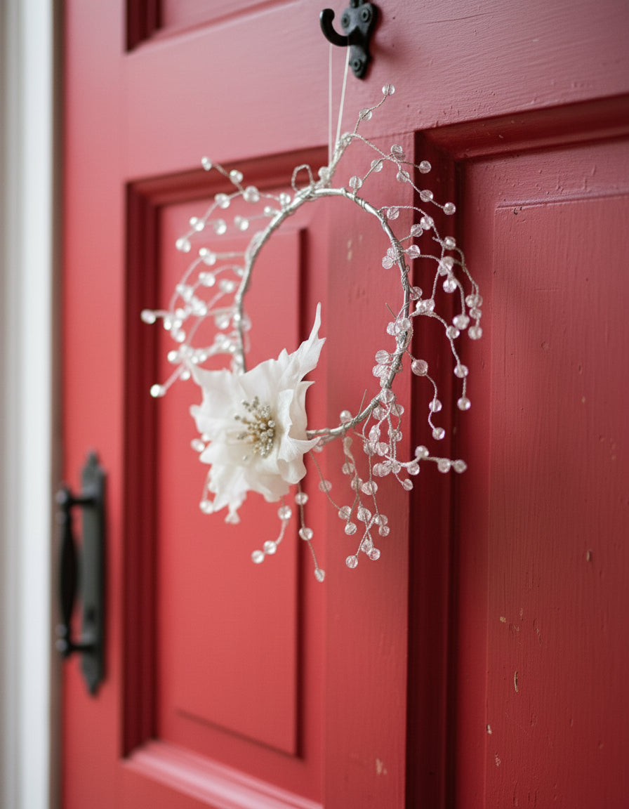 Handmade Feather Crystal Wreath