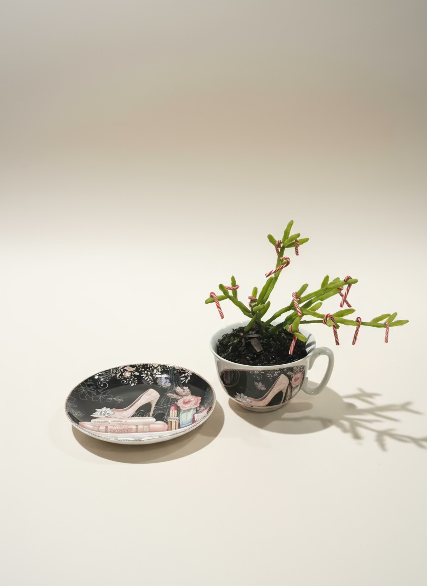 Christmas Succulent Cup & Saucer