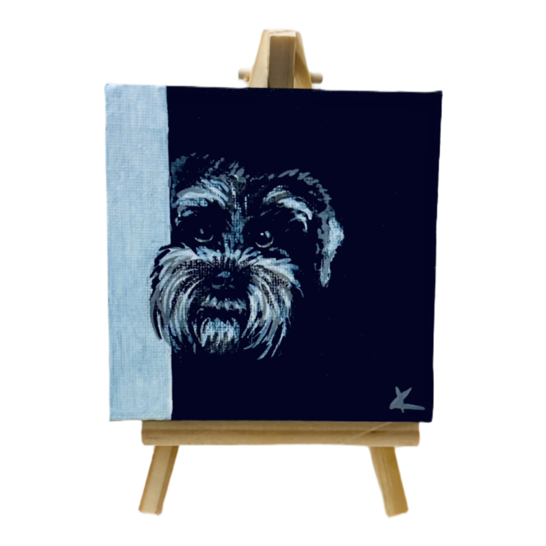 Schnauzer Mini Painting on Easel