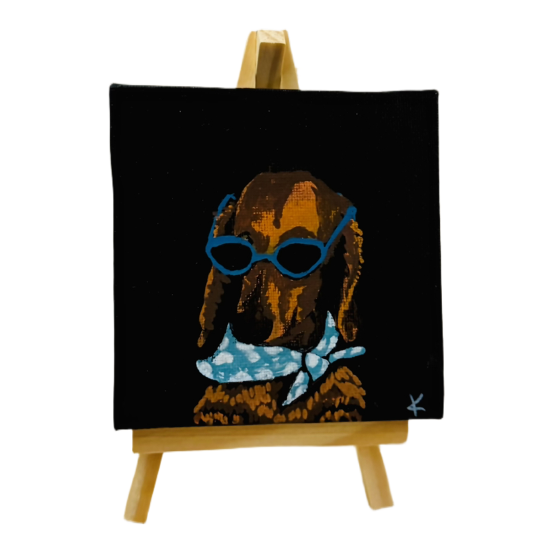 Dachshund Mini Painting on Easel