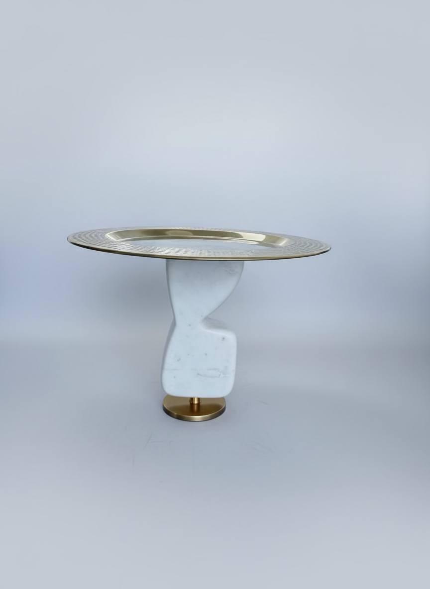Gold Tray on Marble Stand
