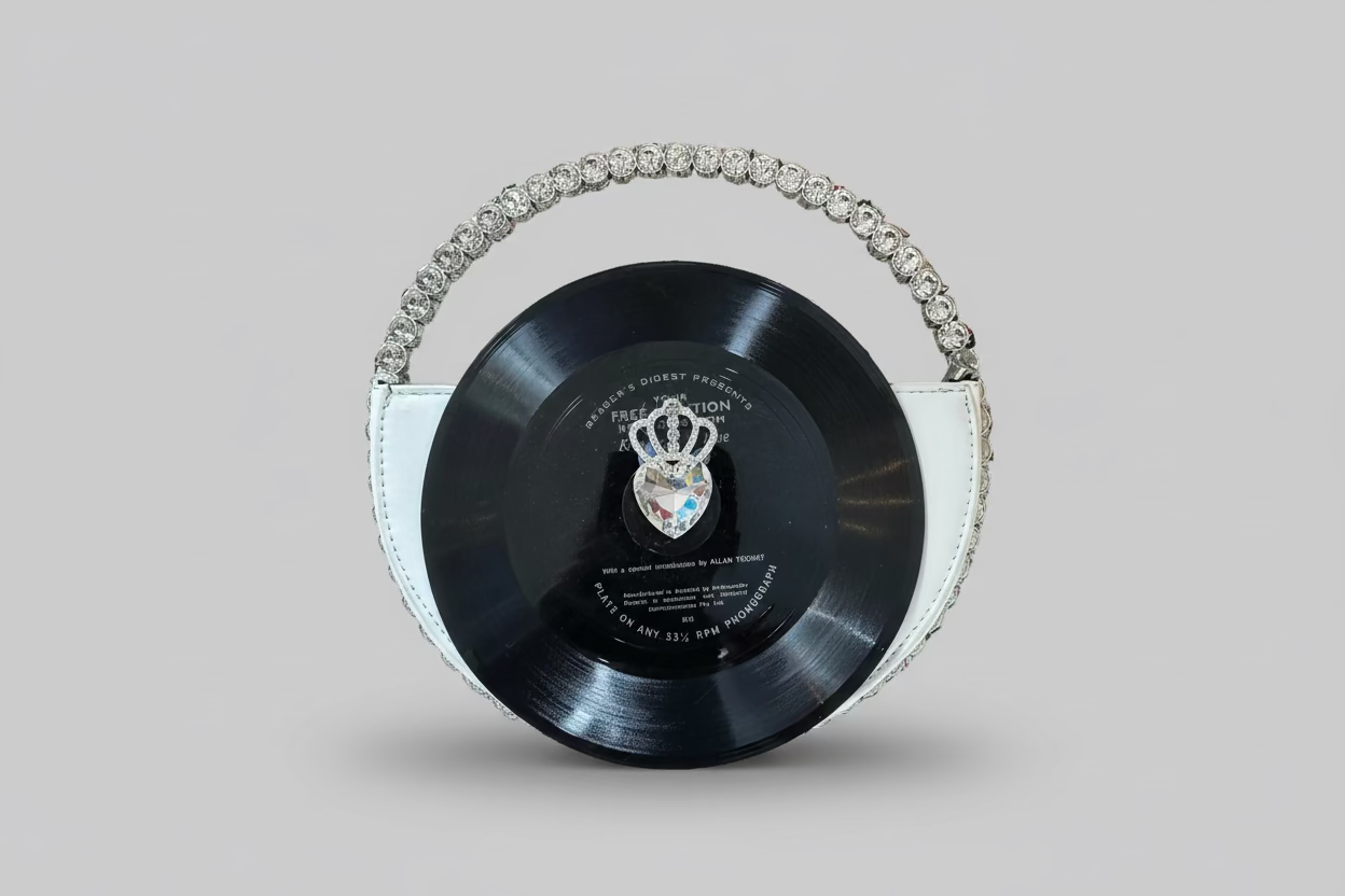 Vinyl record diamante handbag