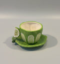 Hand painted Lime Teacup & Saucer Set