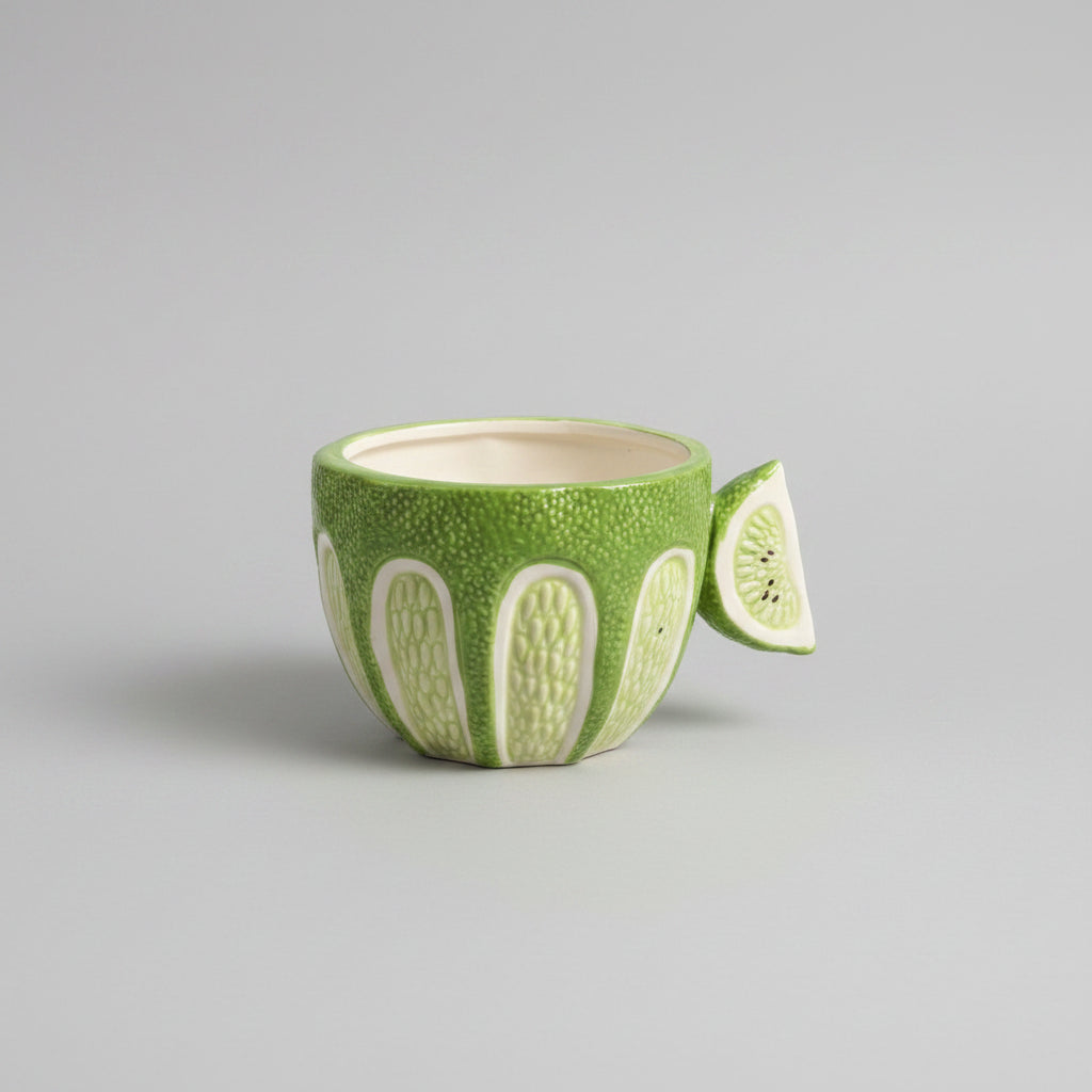 Hand painted Lime Teacup & Saucer Set