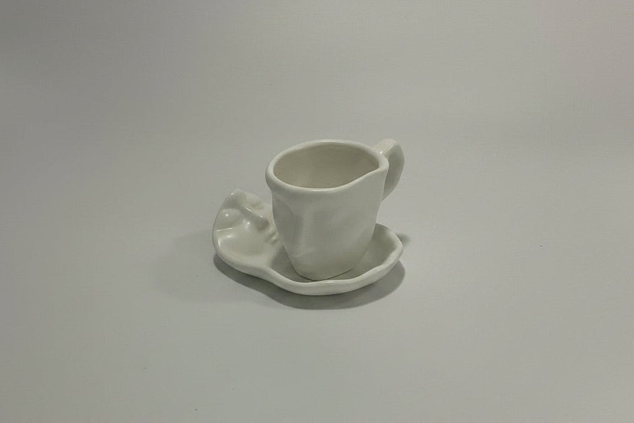 Mug et soucoupe visage (blanc ou argent)