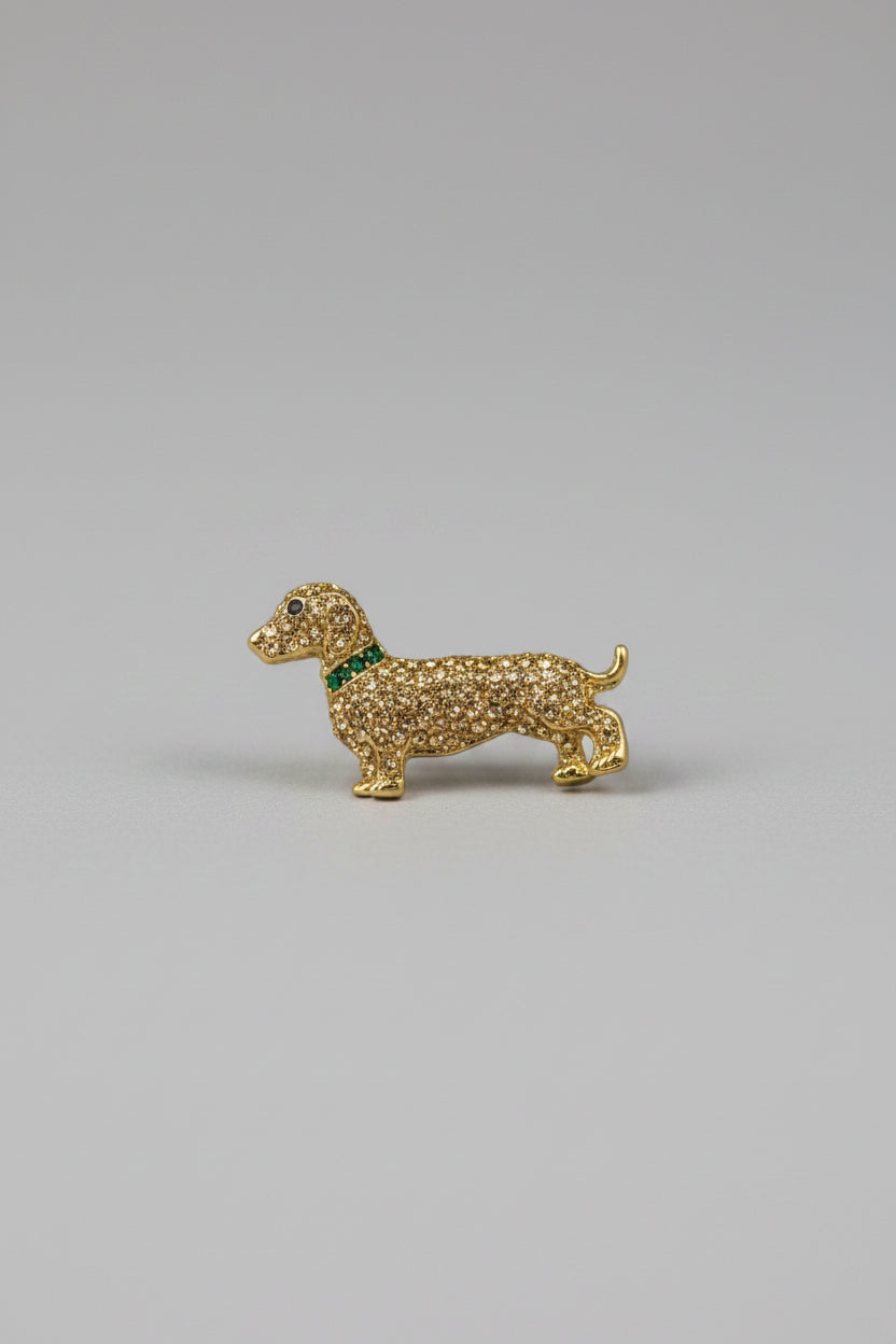 Rhinestone Dachshund Brooch