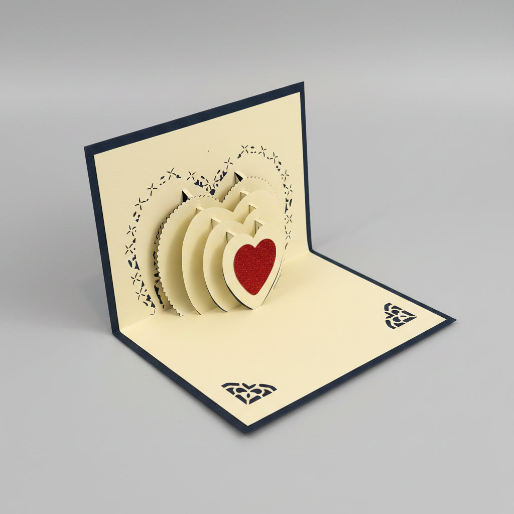 3D Red Heart Pop-Up Greeting Card – Midnight Edition