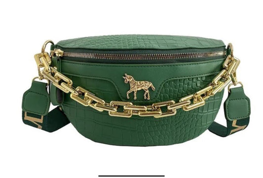 Green embossed waist or crossbody bag