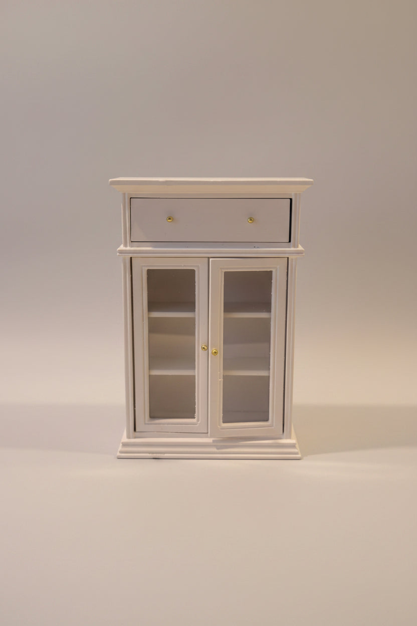 Miniature White Wooden Display Cabinet