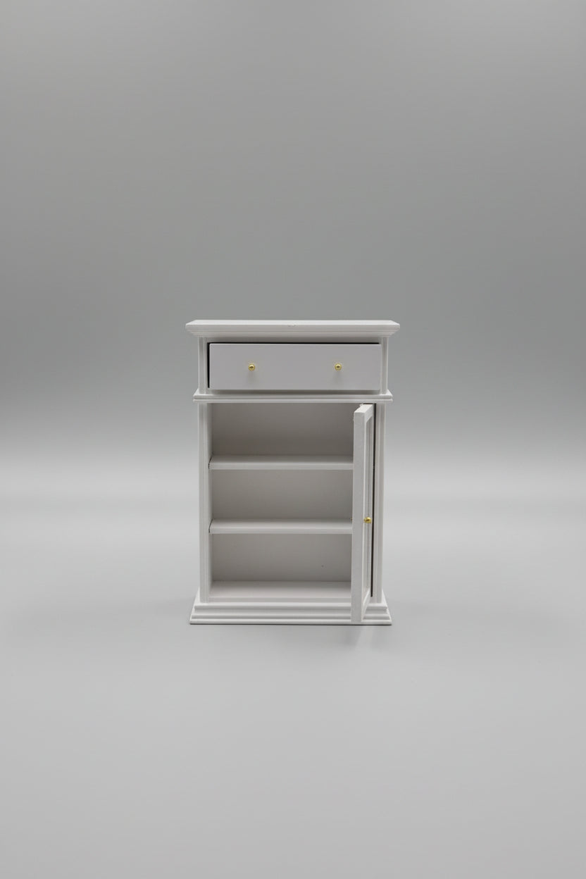 Miniature White Wooden Display Cabinet