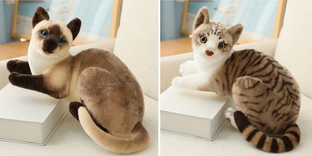 Peluche chat (Siamois ou Tabby)