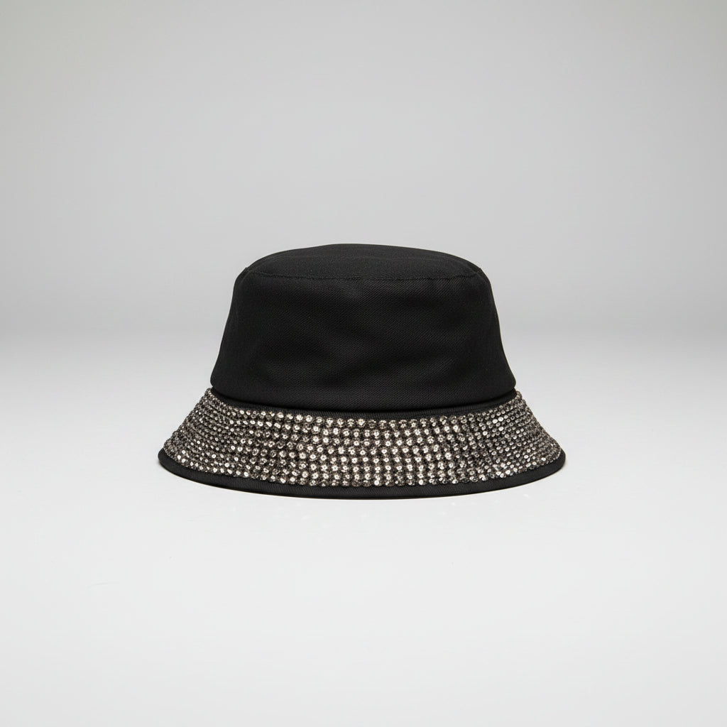 Diamanté Bucket Hat – Black