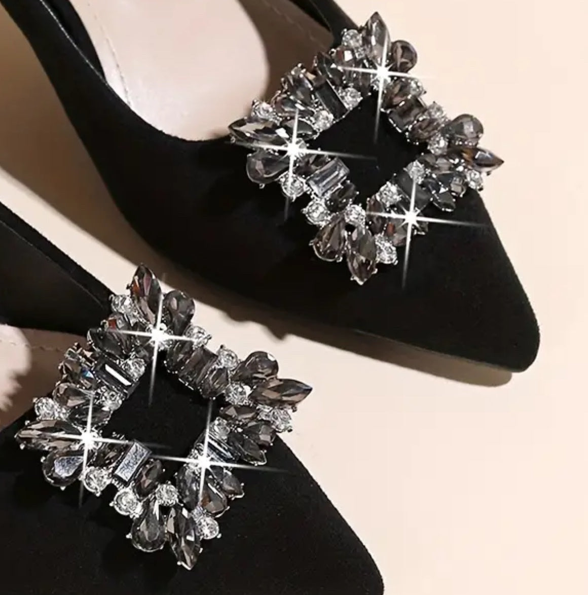 Diamonte square shoe clips