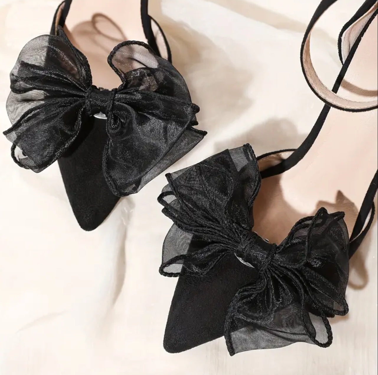 Chiffon bow shoe clips