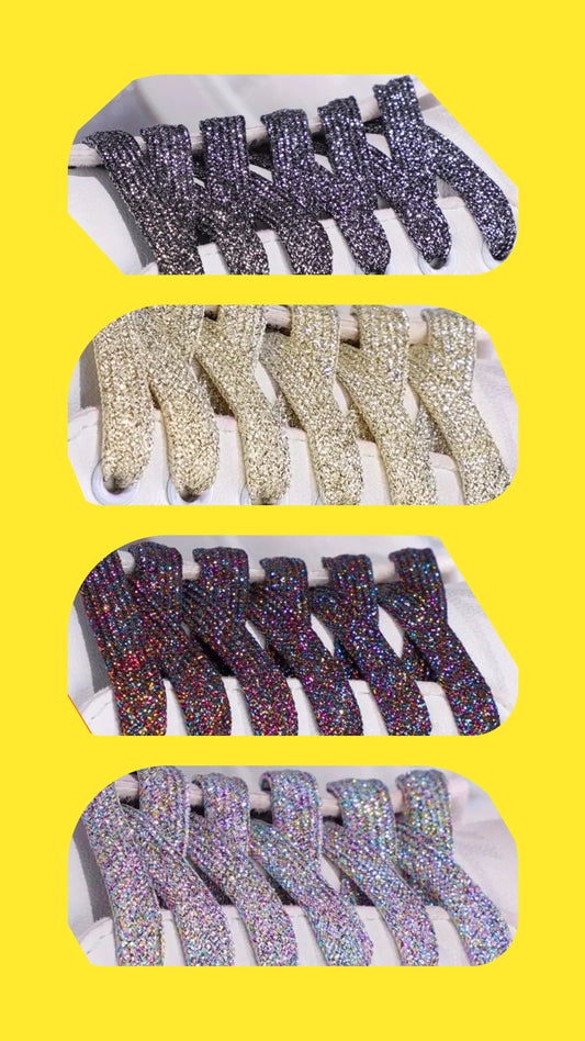 Glitter flat shoelaces ( different colours)