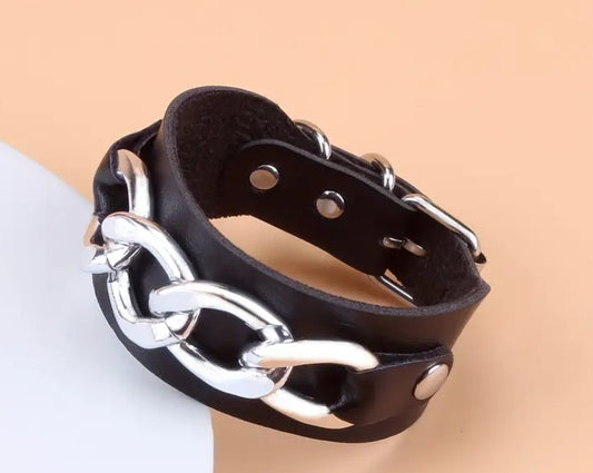 Black unisex bracelet with buckle