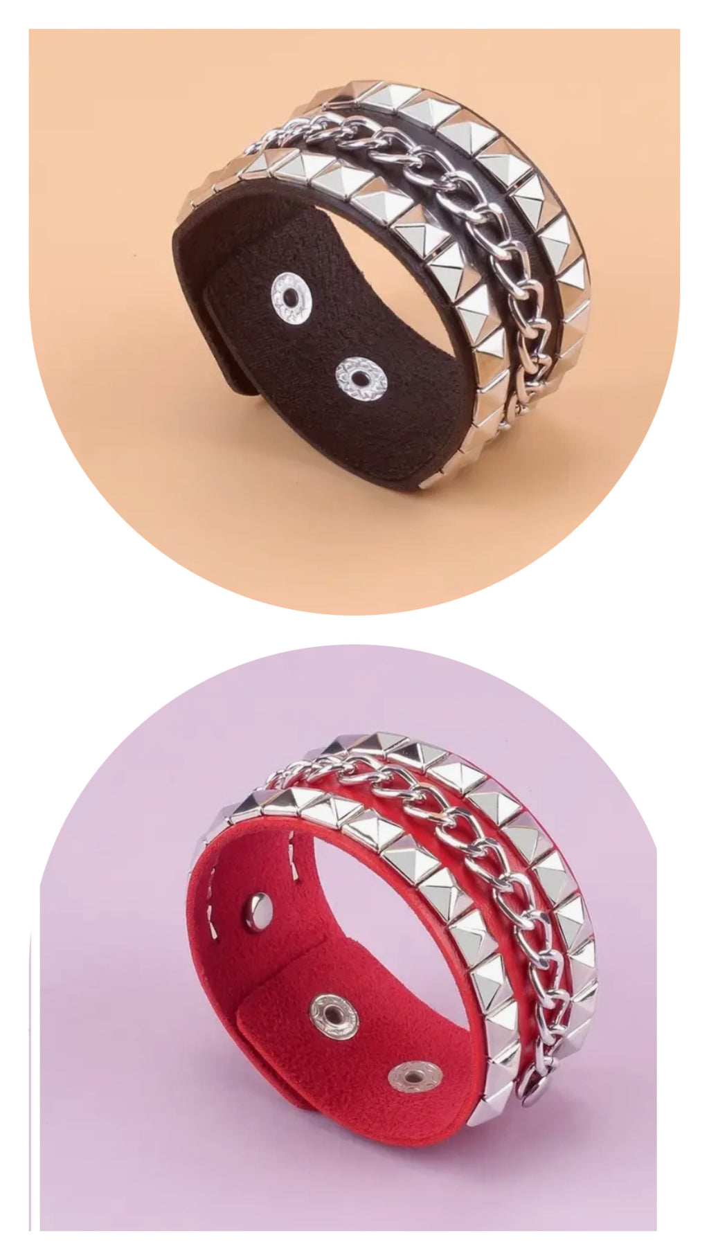 Bracelet unisexe clouté noir ou rouge