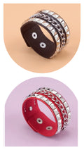 Bracelet unisexe clouté noir ou rouge
