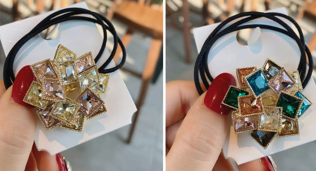 Élastique à cheveux en grappe de pierres précieuses modernes